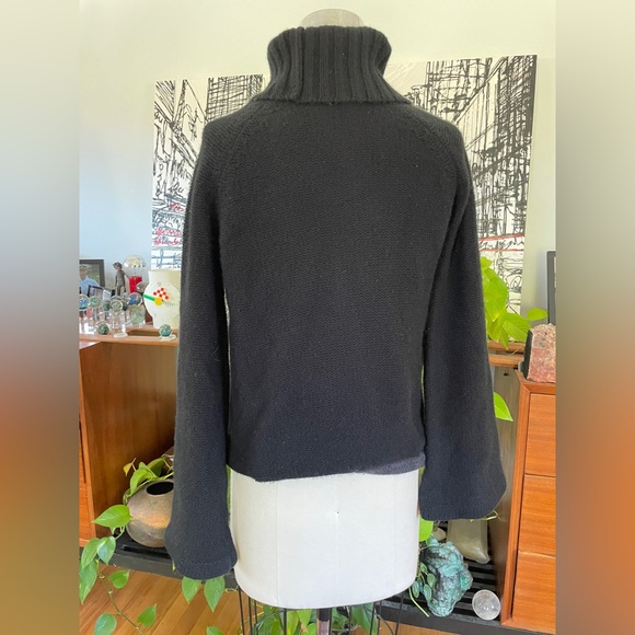 Dear Pruitt Cashmere sweater turtleneck black gray trim - Picture 3 of 10